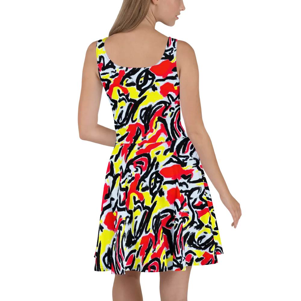 Cosmic Brushstrokes on Skater Dress — Back