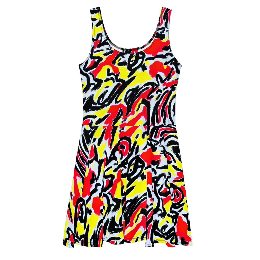 Cosmic Brushstrokes on Skater Dress — Front