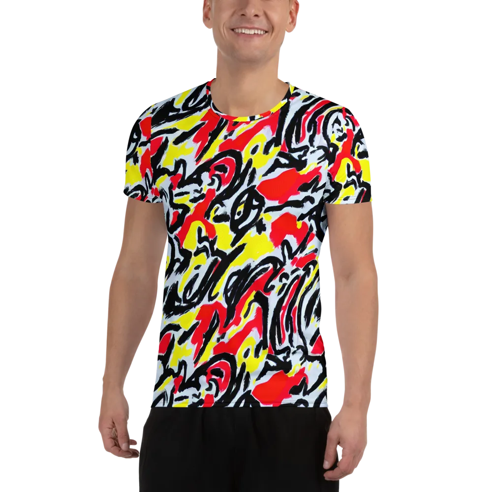 Cosmic Brushstrokes on Men's Athletic T-Shirt — Front
