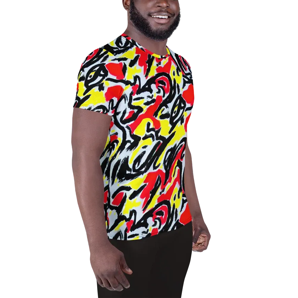 Cosmic Brushstrokes on Men's Athletic T-Shirt — Right