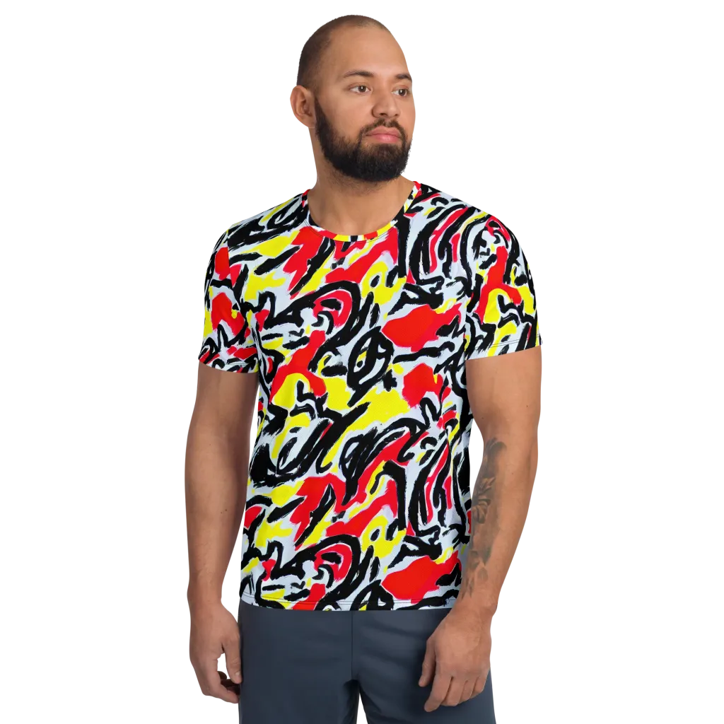 Cosmic Brushstrokes on Men's Athletic T-Shirt — Front