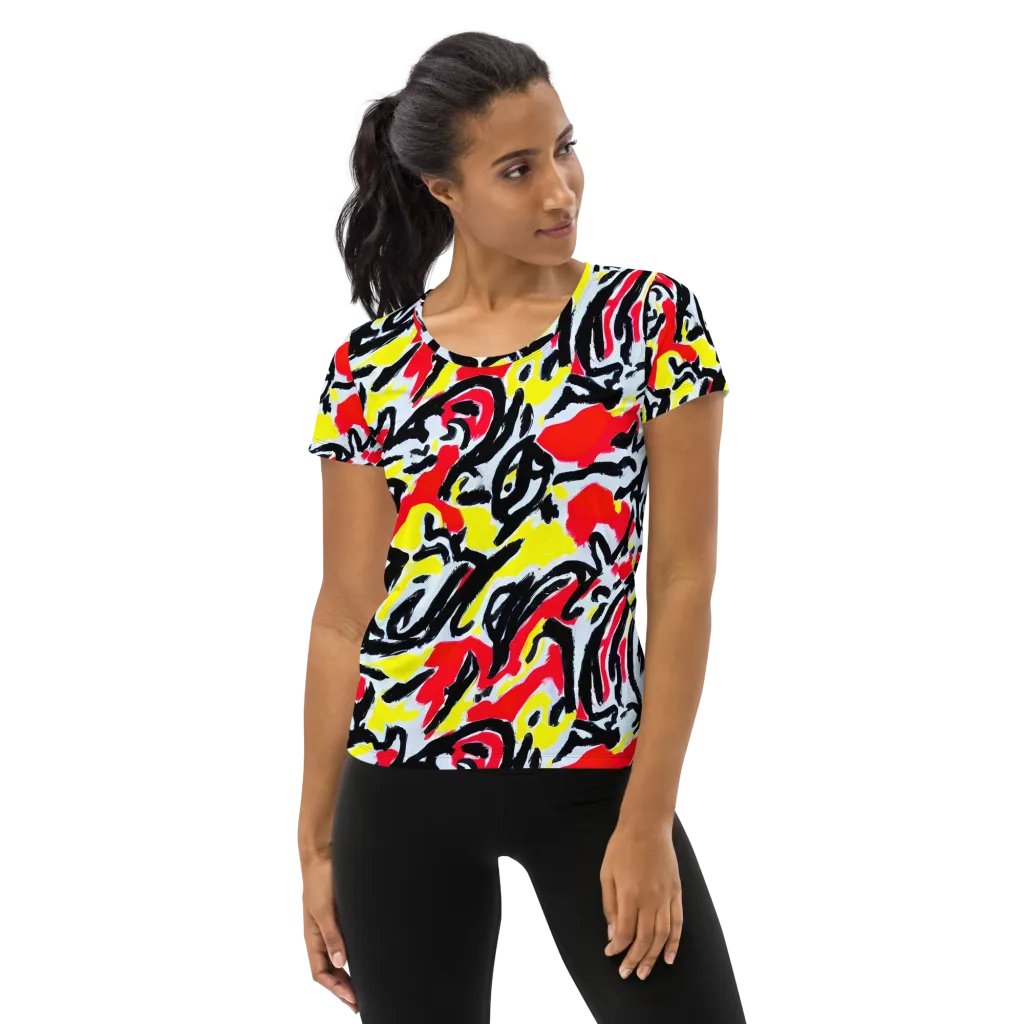 Cosmic Brushstrokes on Women's Athletic T-Shirt — Front