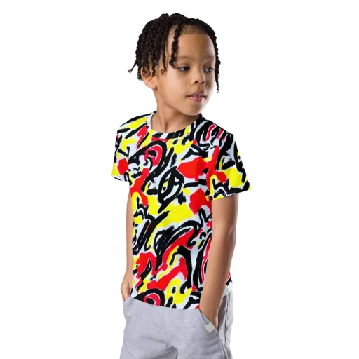 Cosmic Brushstrokes on a Kids Crew Neck T-Shirt