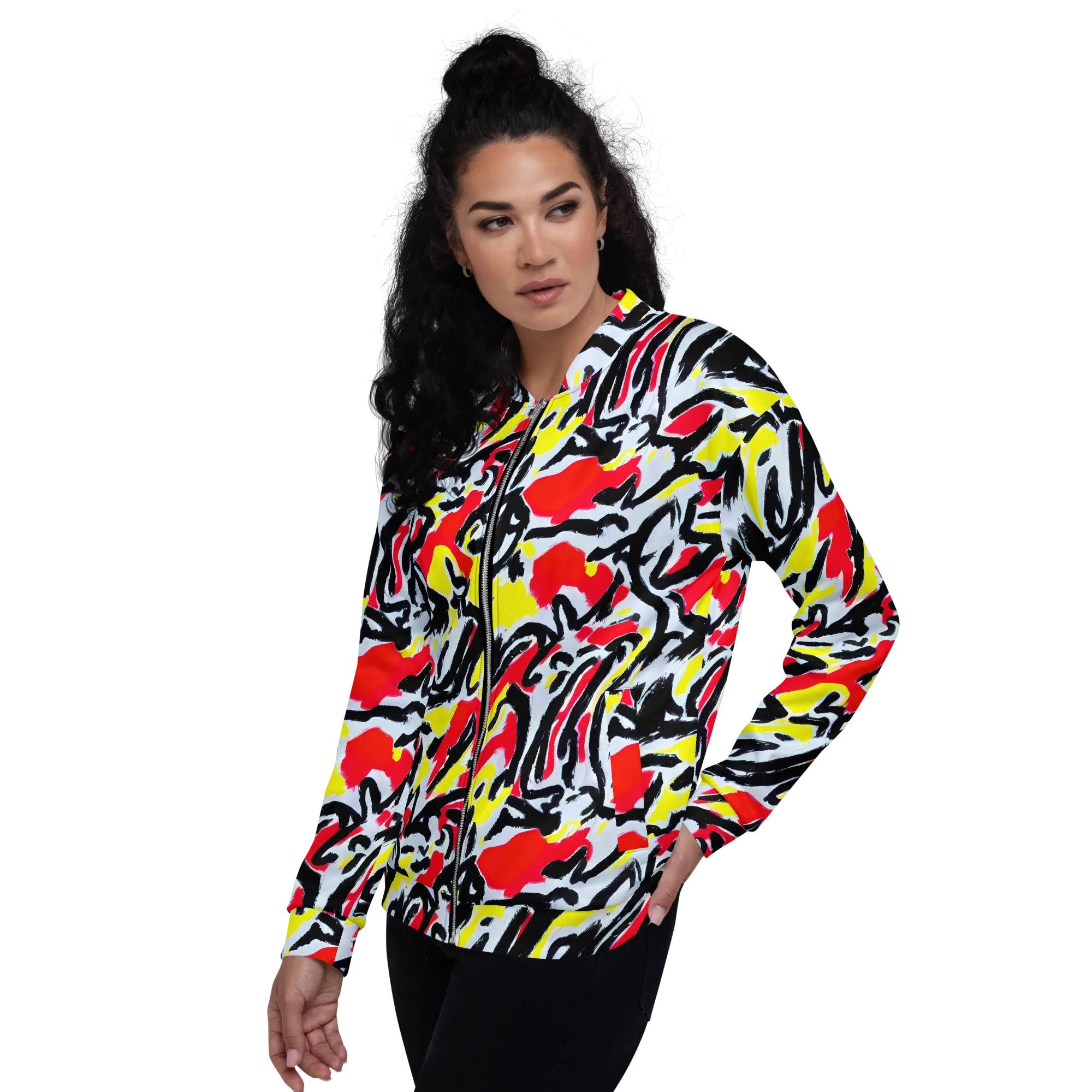 Cosmic Brushstrokes on Bomber Jacket — Left