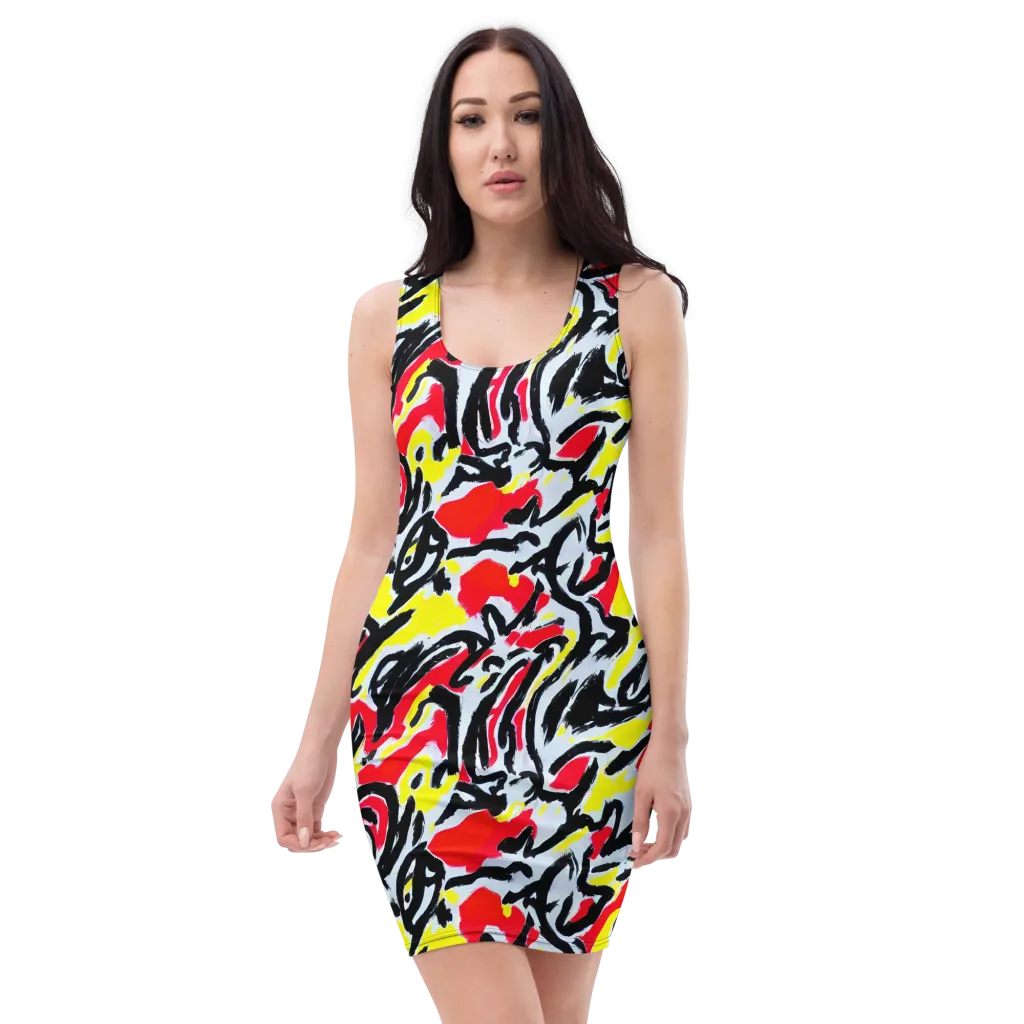 Cosmic Brushstrokes on Bodycon Dress — Front