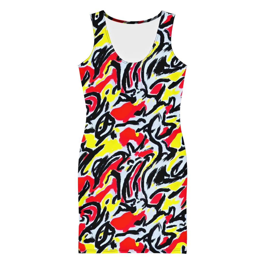 Cosmic Brushstrokes on Bodycon Dress — Front