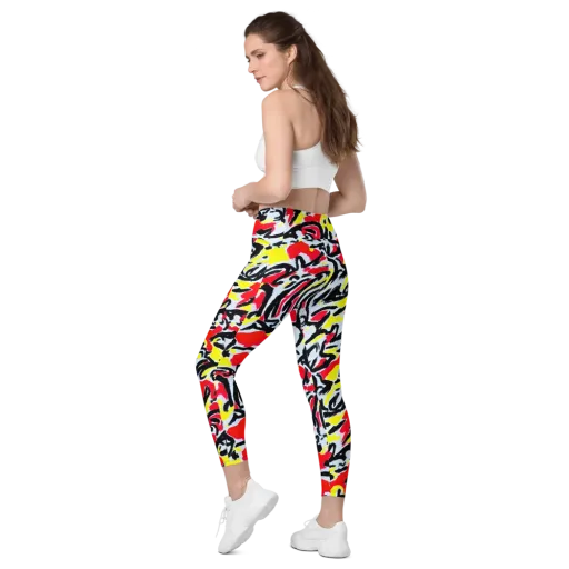 Cosmic Brushstrokes on a Leggings with Pockets