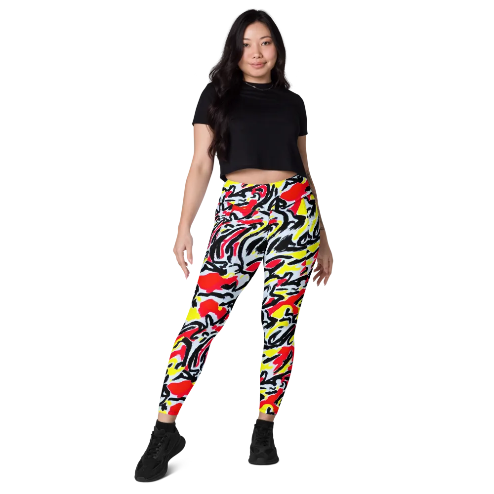 Cosmic Brushstrokes on Leggings with Pockets — Front