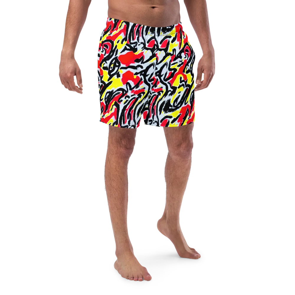 Cosmic Brushstrokes on Swim Trunks — Front