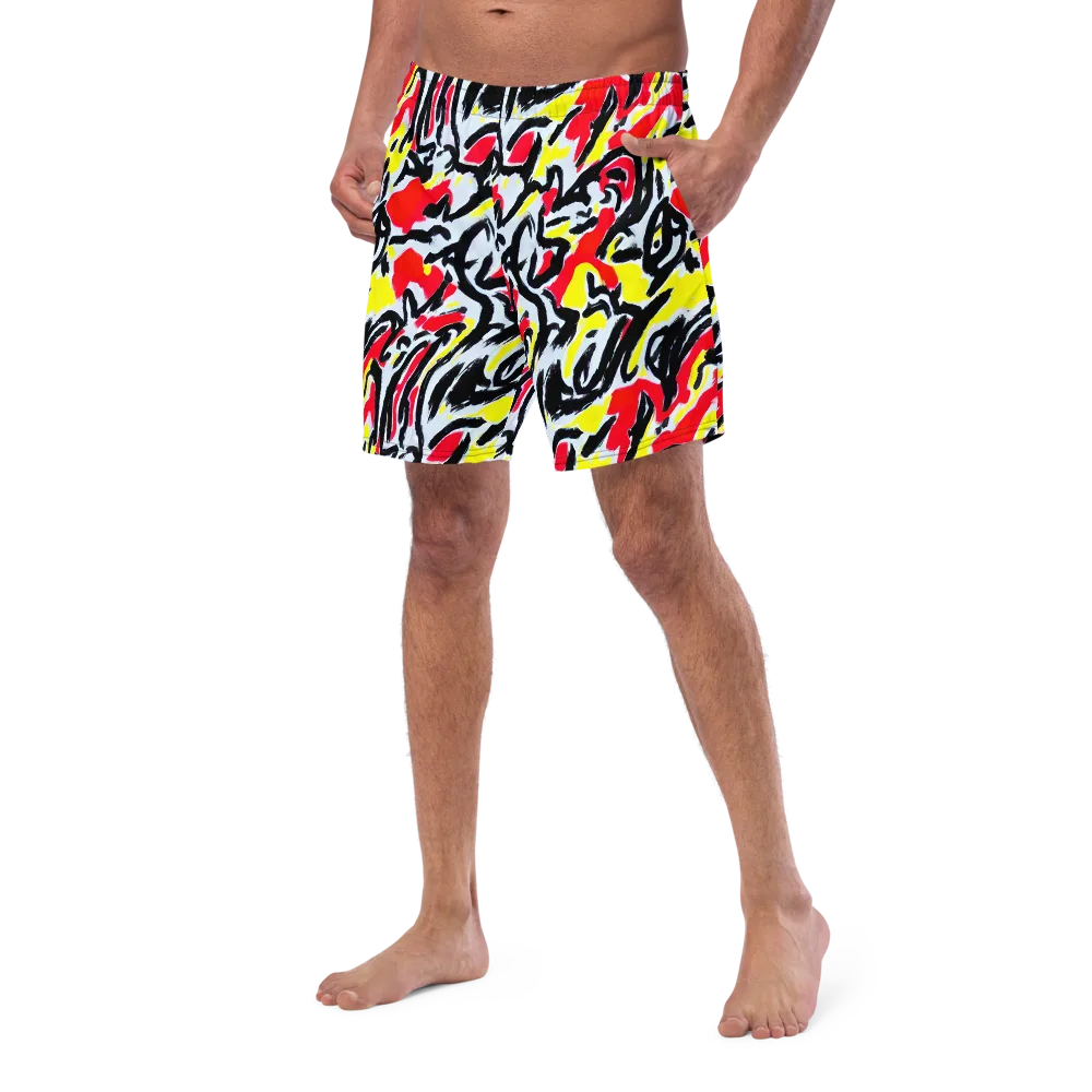 Cosmic Brushstrokes on Swim Trunks — Left Front