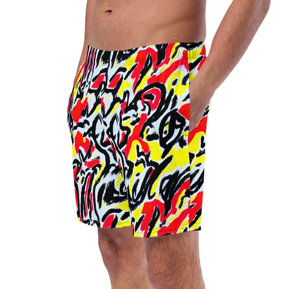 Cosmic Brushstrokes on Swim Trunks — Left Front