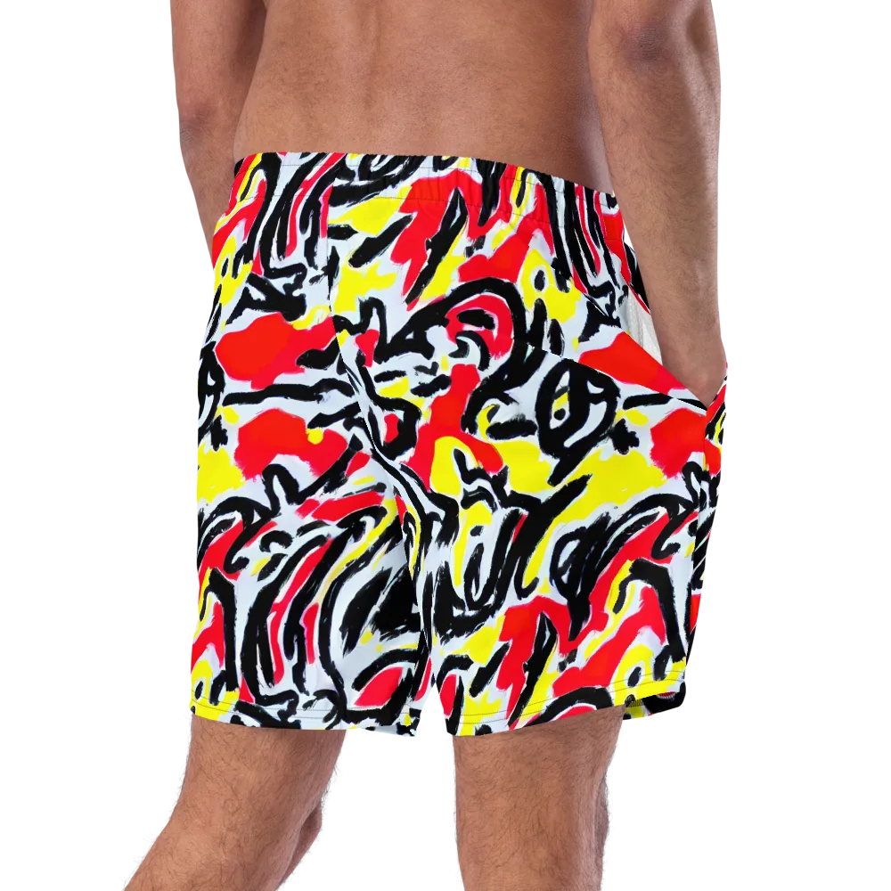 Cosmic Brushstrokes on Swim Trunks — Right Back