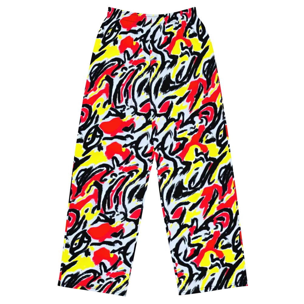 Cosmic Brushstrokes on Wide-Leg Pants — Front