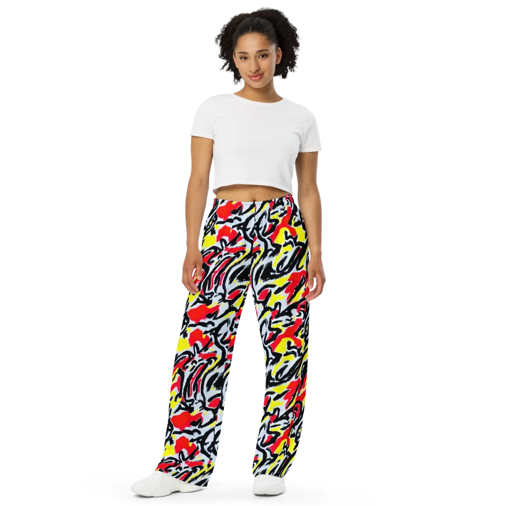 Cosmic Brushstrokes on Wide-Leg Pants — Front