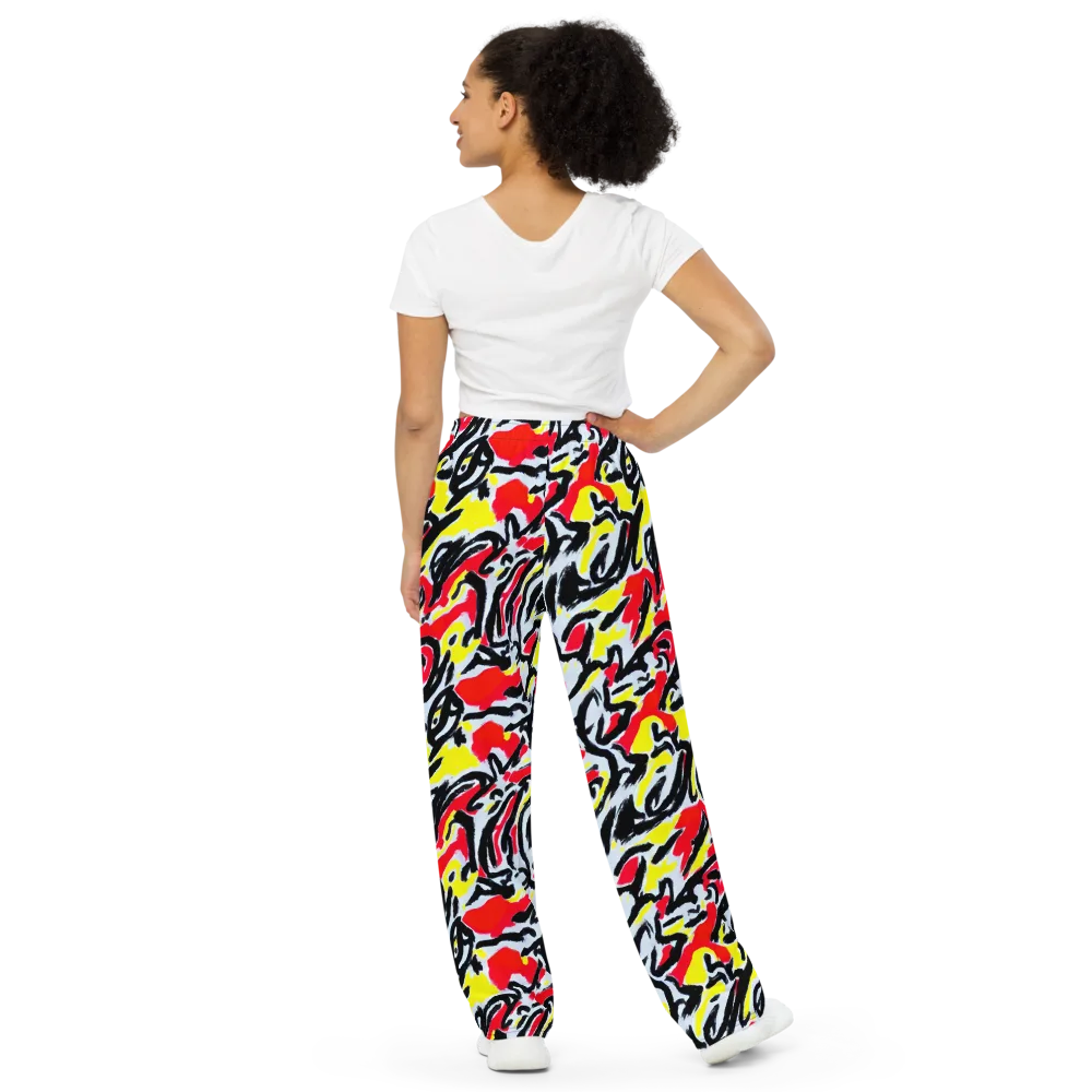 Cosmic Brushstrokes on Wide-Leg Pants — Back