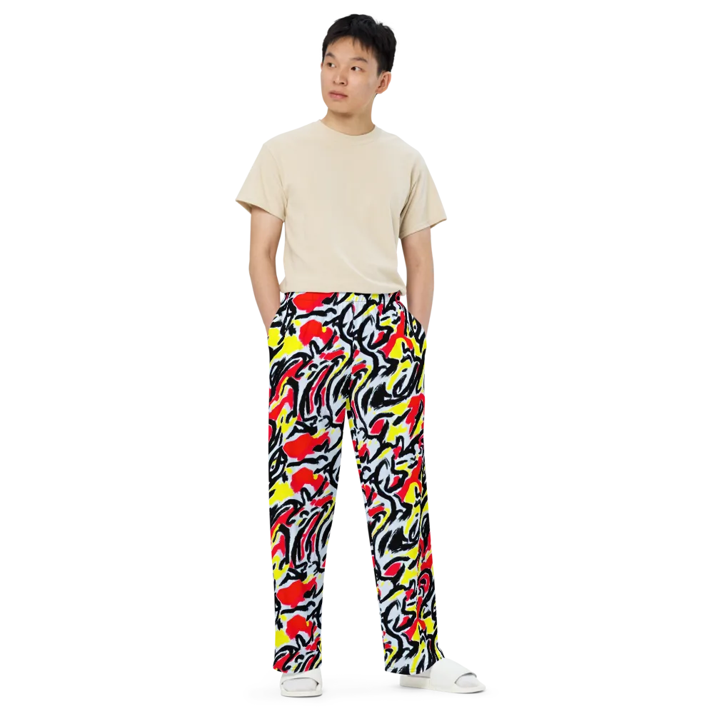 Cosmic Brushstrokes on Wide-Leg Pants — Front