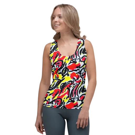 Cosmic Brushstrokes on a Women's Tank Top