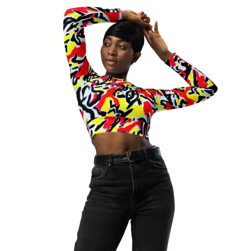 Cosmic Brushstrokes on a Long Sleeve Crop Top
