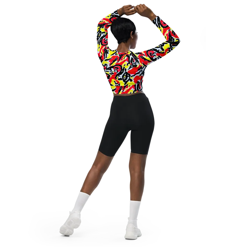 Cosmic Brushstrokes on Long Sleeve Crop Top — Back