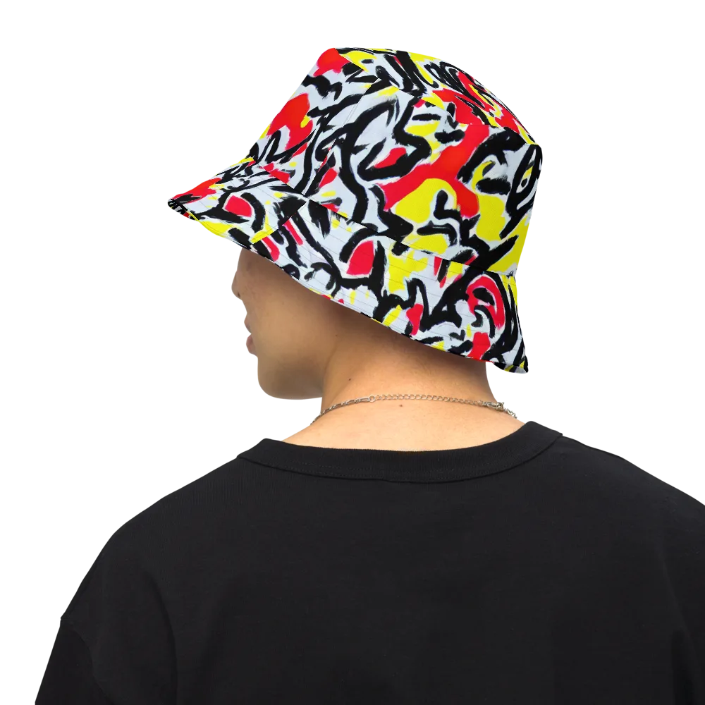 Cosmic Brushstrokes on Reversible Bucket Hat — Back Inside