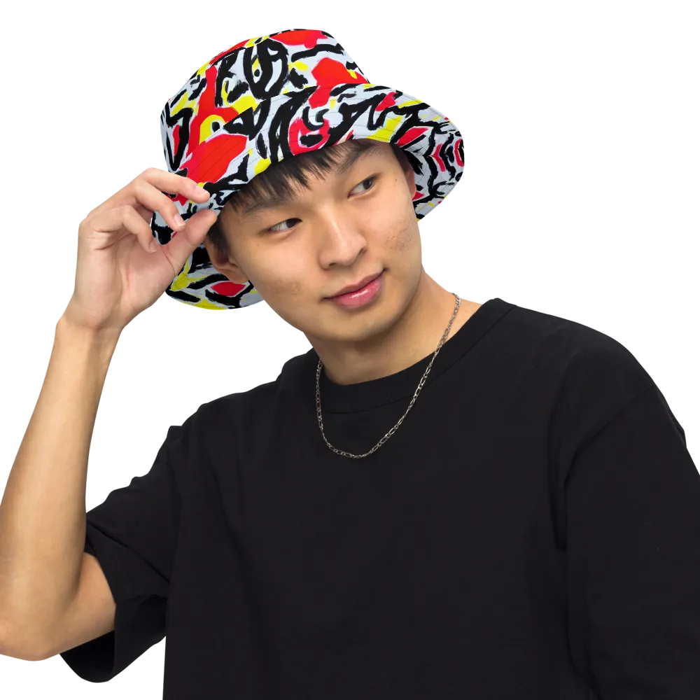 Cosmic Brushstrokes on Reversible Bucket Hat — Front Inside
