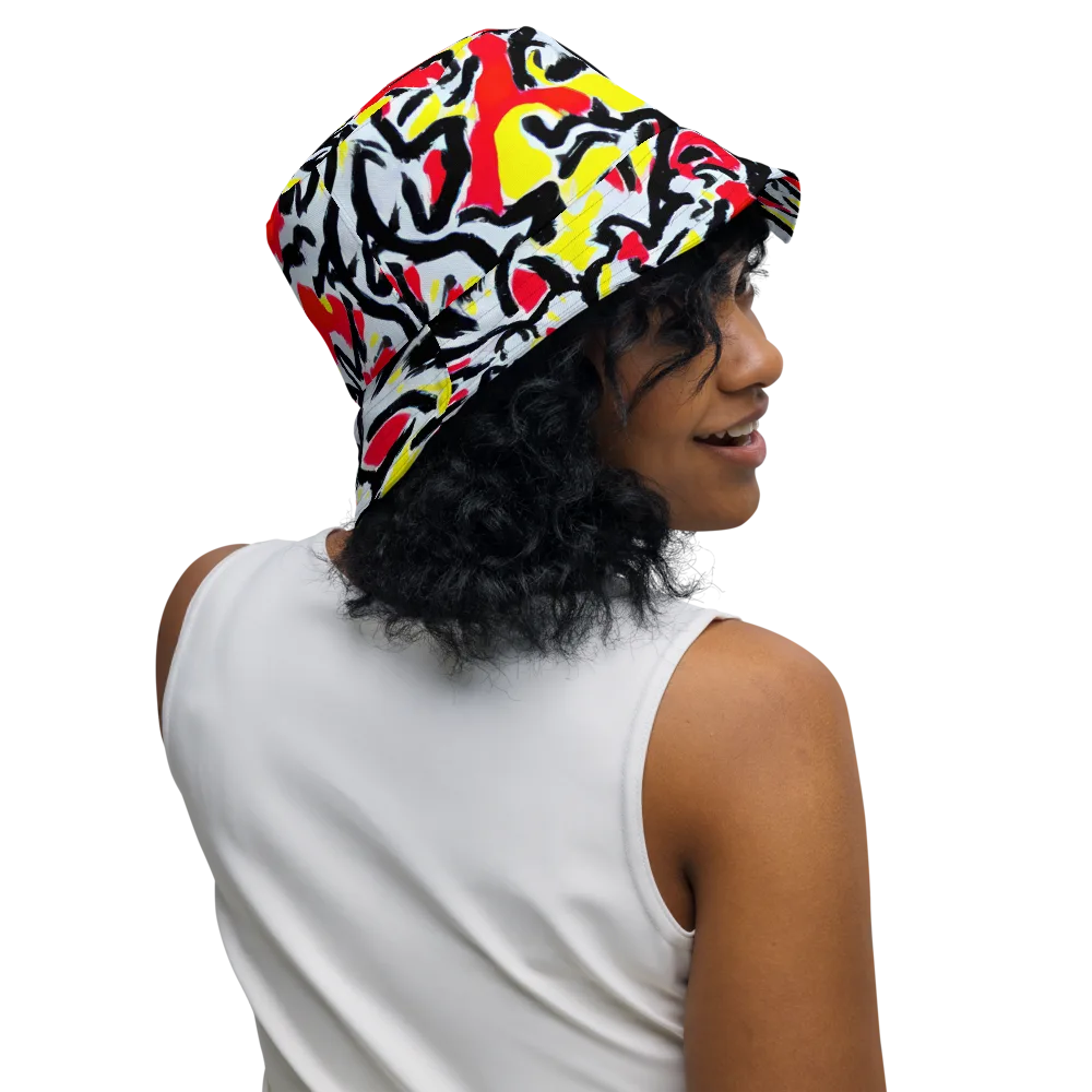 Cosmic Brushstrokes on Reversible Bucket Hat — Right Outside