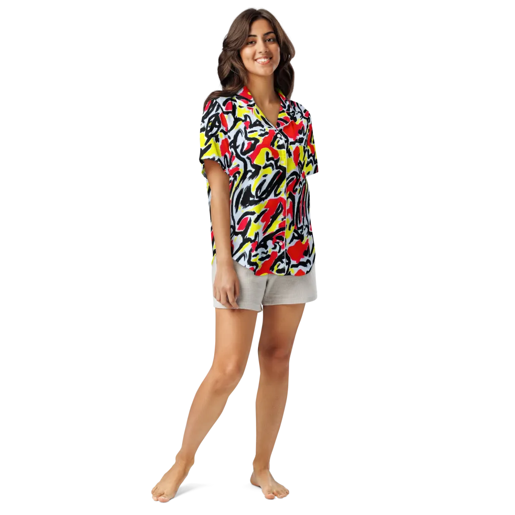 Cosmic Brushstrokes on Women's Short Sleeve Pajama Top — Front
