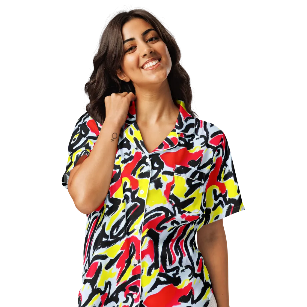Cosmic Brushstrokes on Women's Short Sleeve Pajama Top — Front