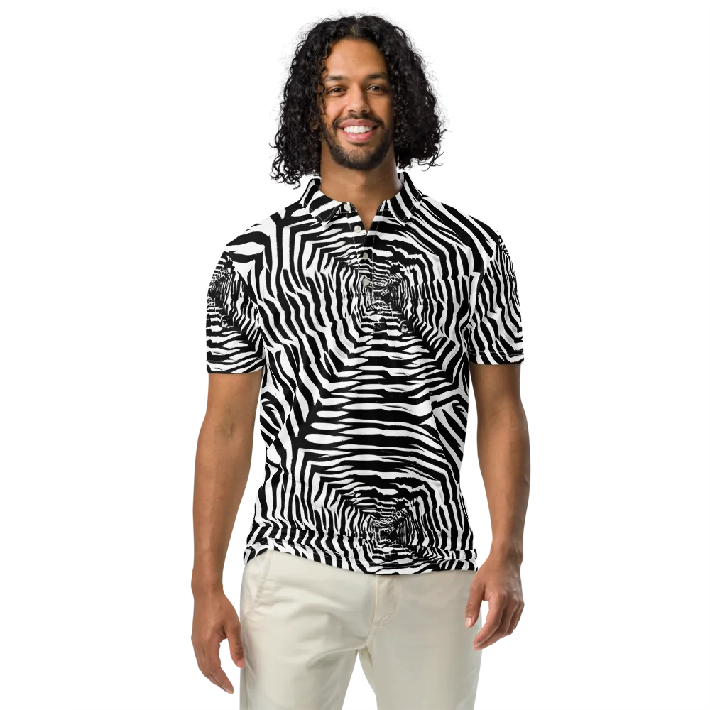 Shadowed Illusions on Men's Slim Fit Polo Shirt — Front