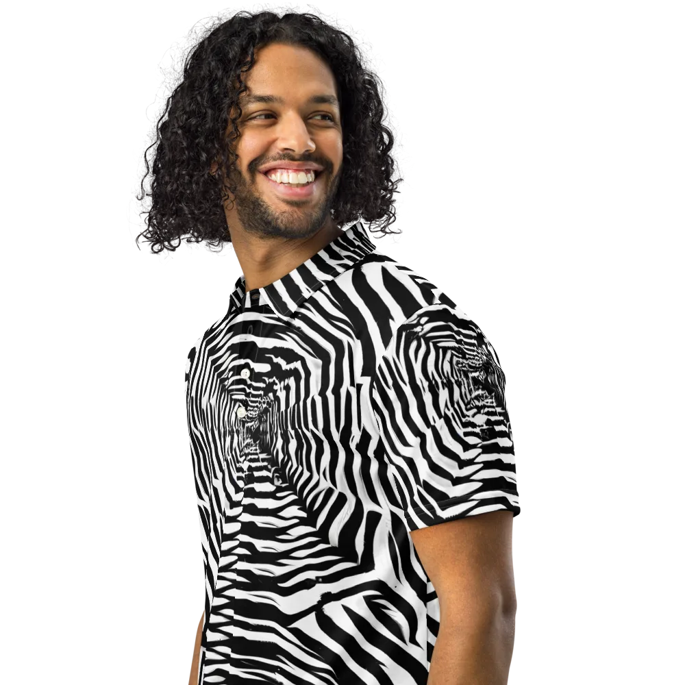 Shadowed Illusions on Men's Slim Fit Polo Shirt — Left Front