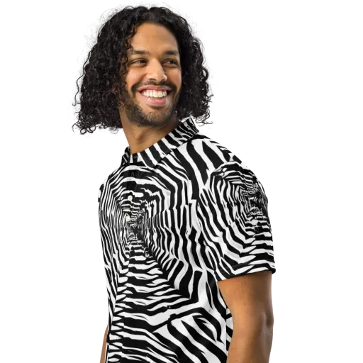 Shadowed Illusions on a Men's Slim Fit Polo Shirt