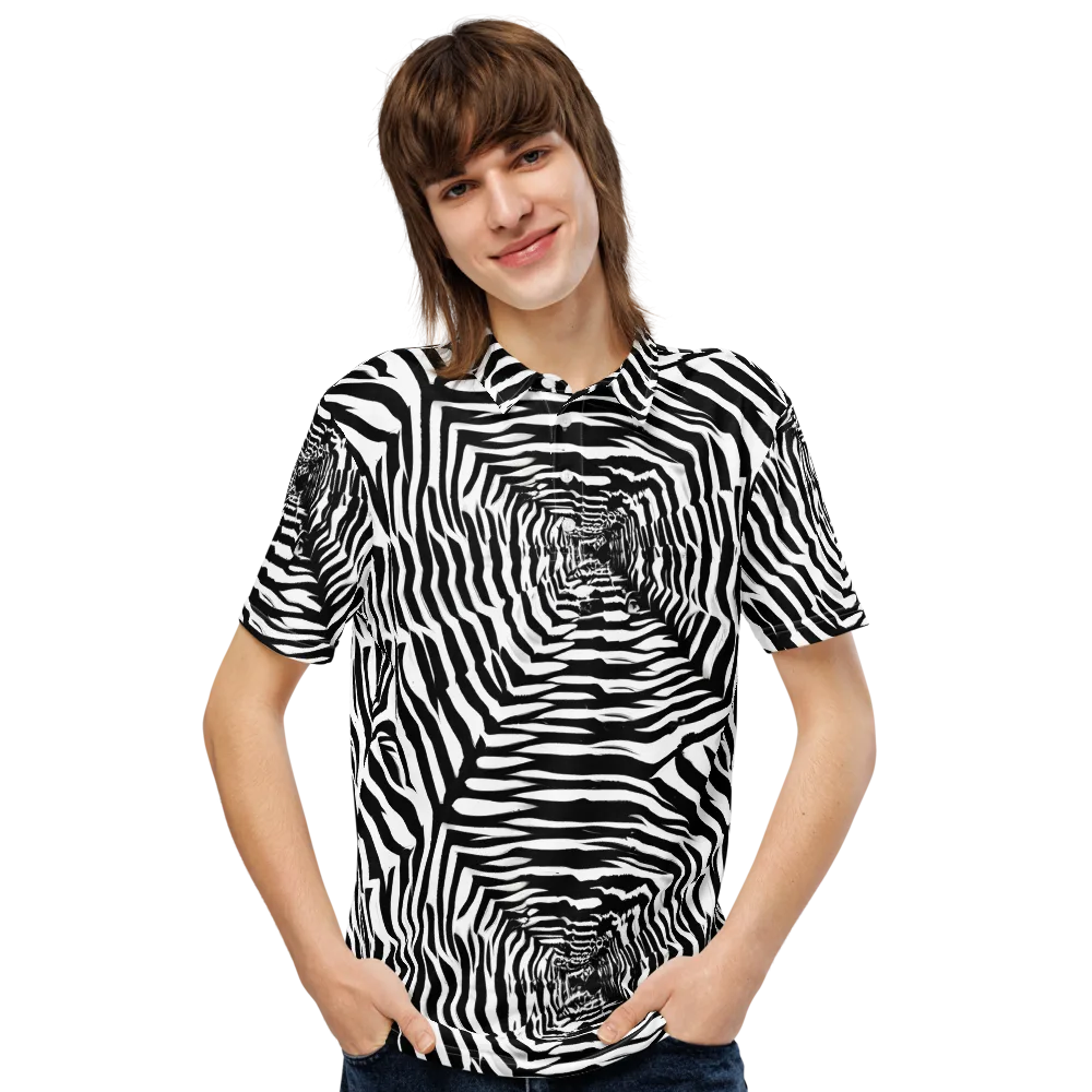 Shadowed Illusions on Men's Slim Fit Polo Shirt — Front