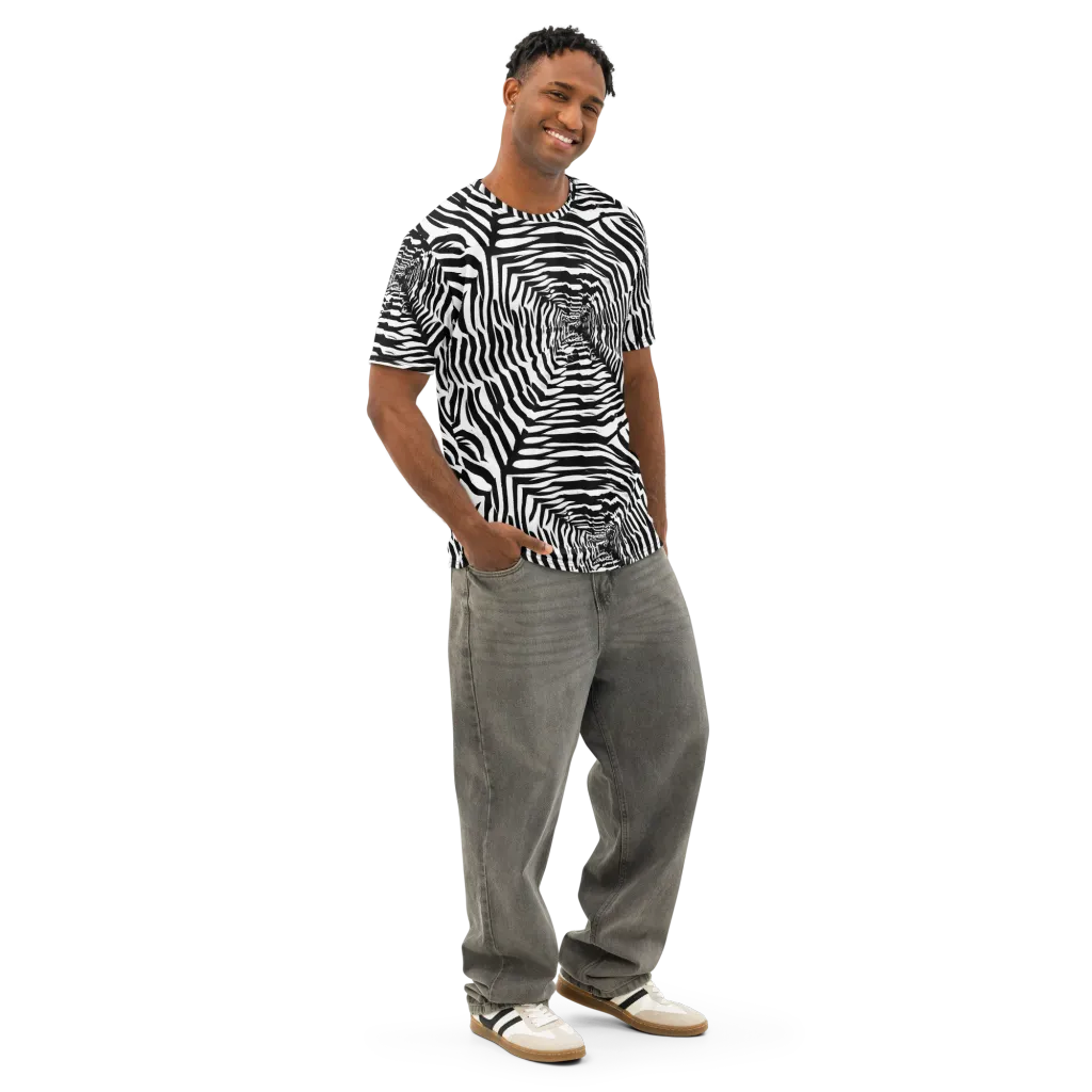 Shadowed Illusions on Men's Cotton Crew Neck T-Shirt — Right Front