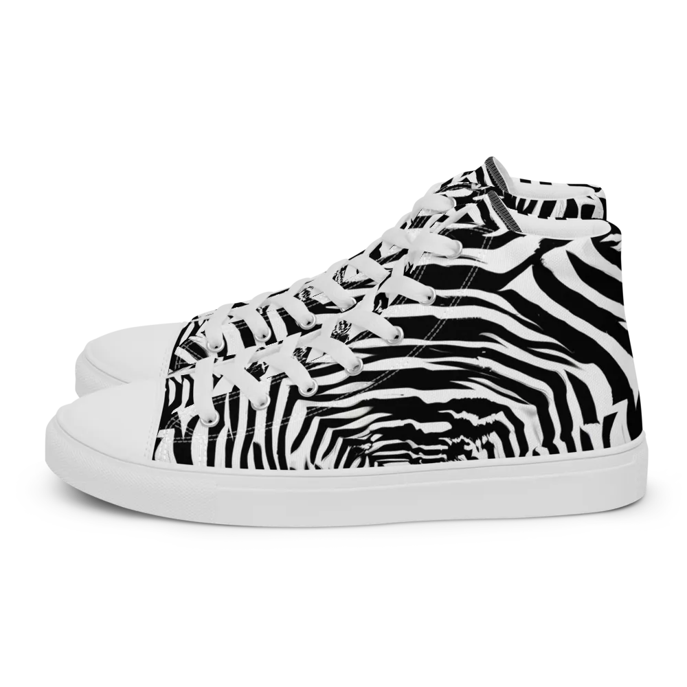 Shadowed Illusions on Men's High Top Canvas Shoes — Left