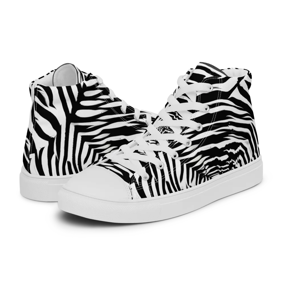 Shadowed Illusions on Men's High Top Canvas Shoes — Left