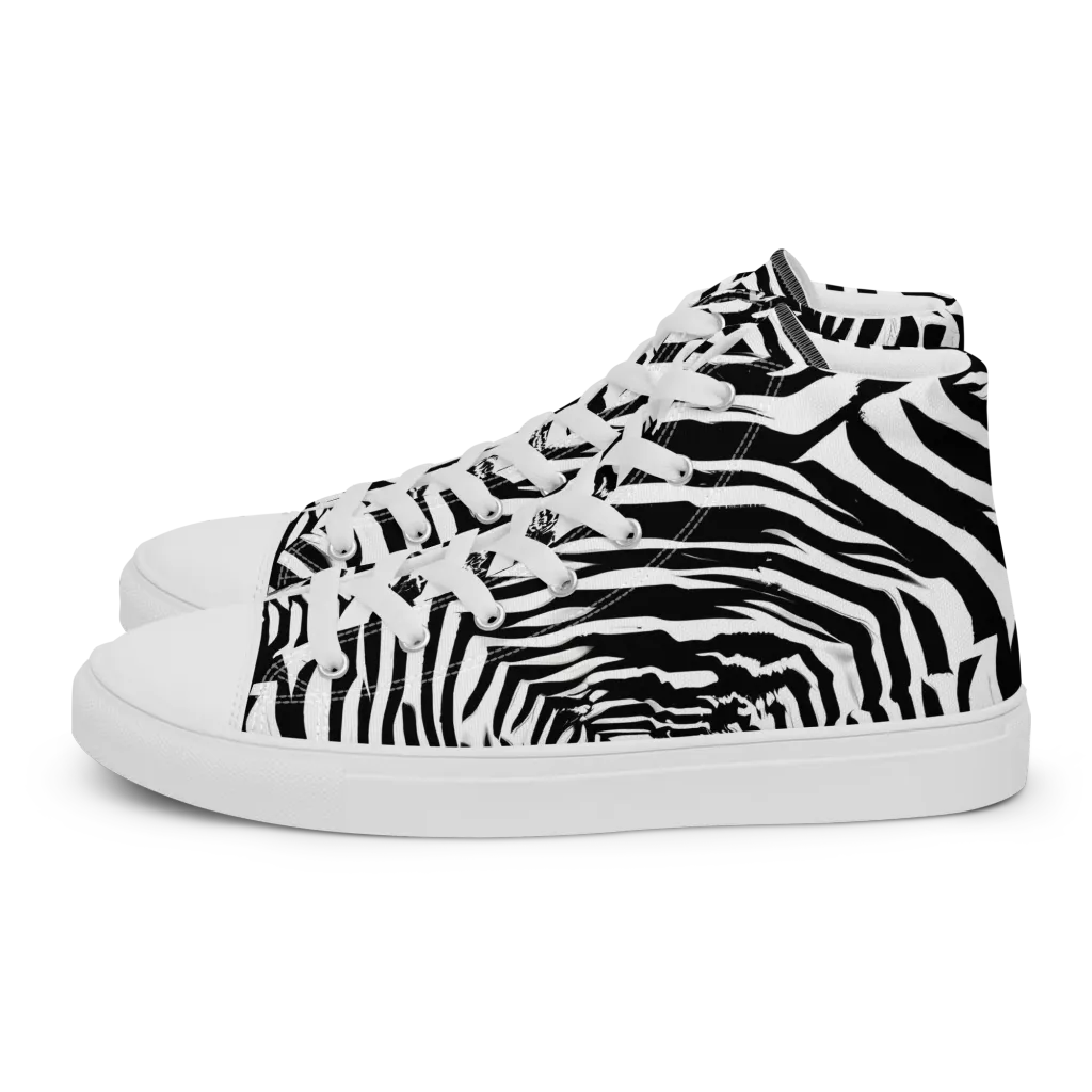 Shadowed Illusions on Women's High Top Canvas Shoes — Left