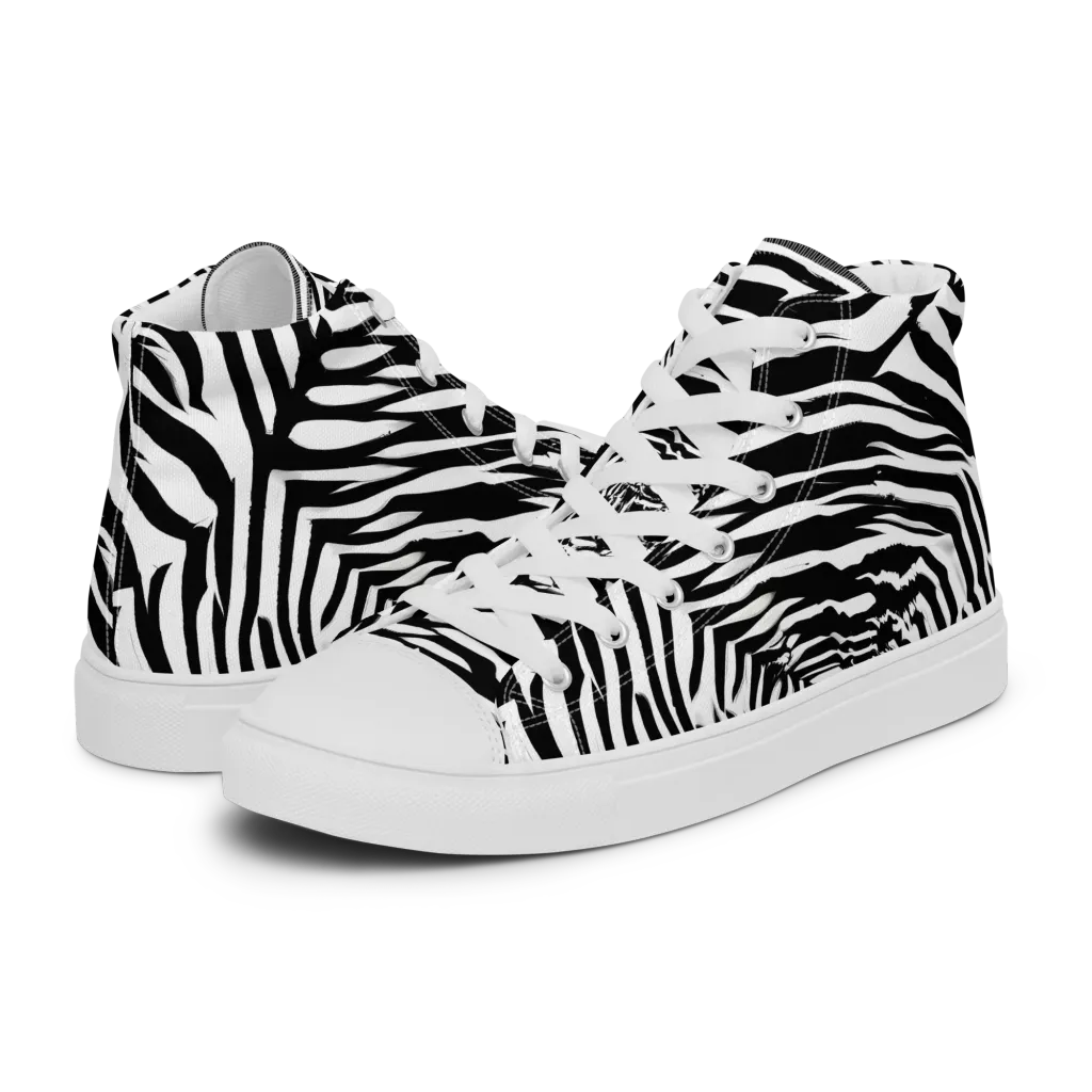 Shadowed Illusions on Women's High Top Canvas Shoes — Left