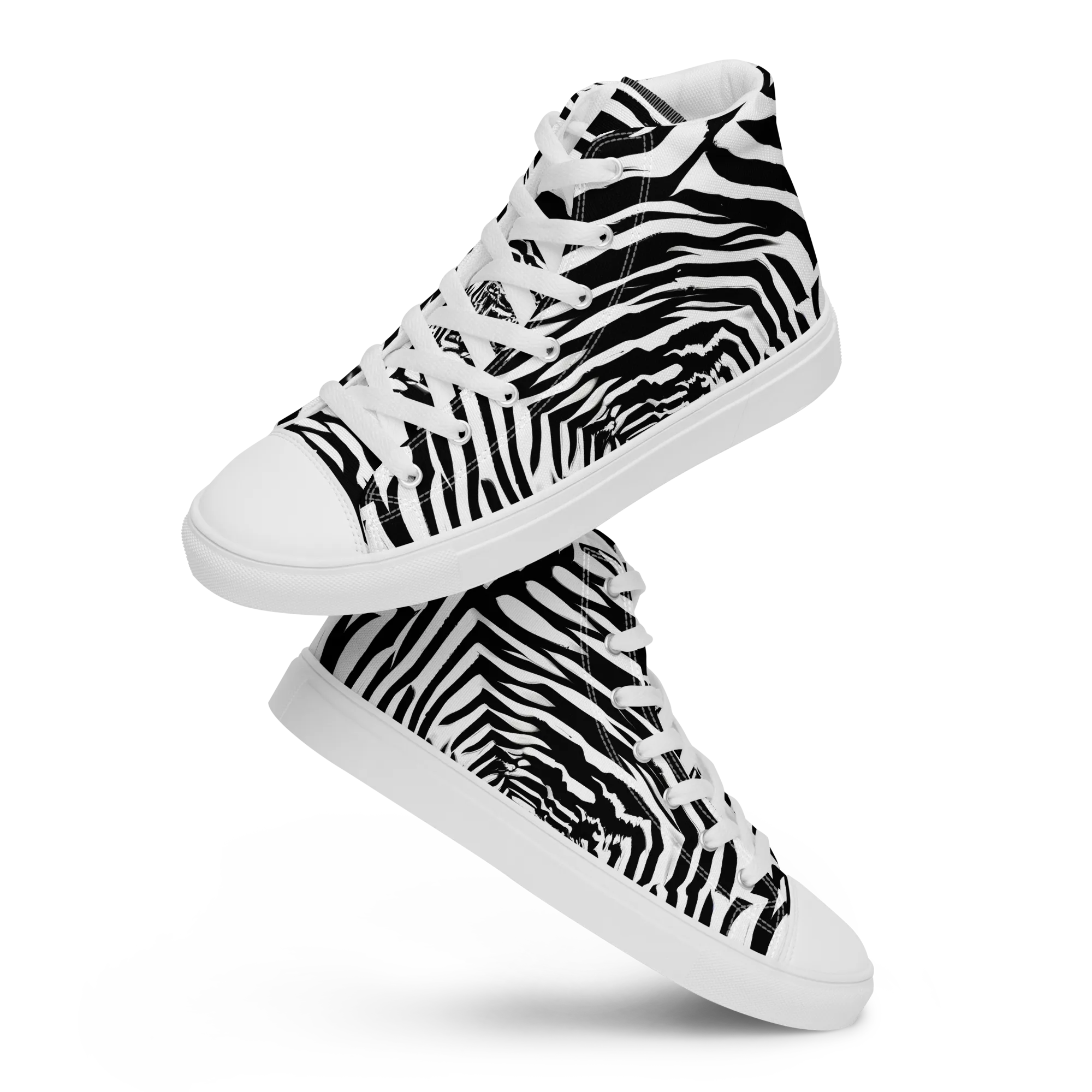 Shadowed Illusions on Women's High Top Canvas Shoes — Front