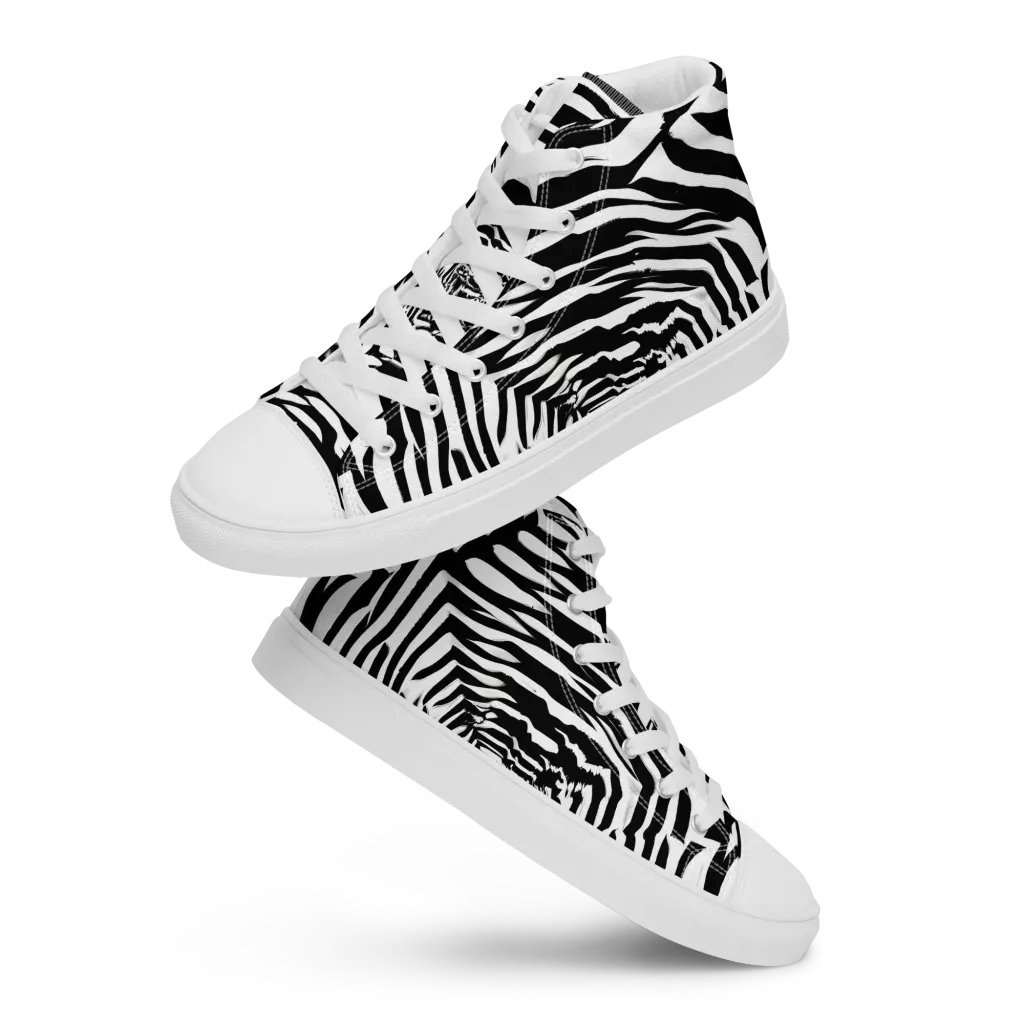 Shadowed Illusions on Women's High Top Canvas Shoes — Front