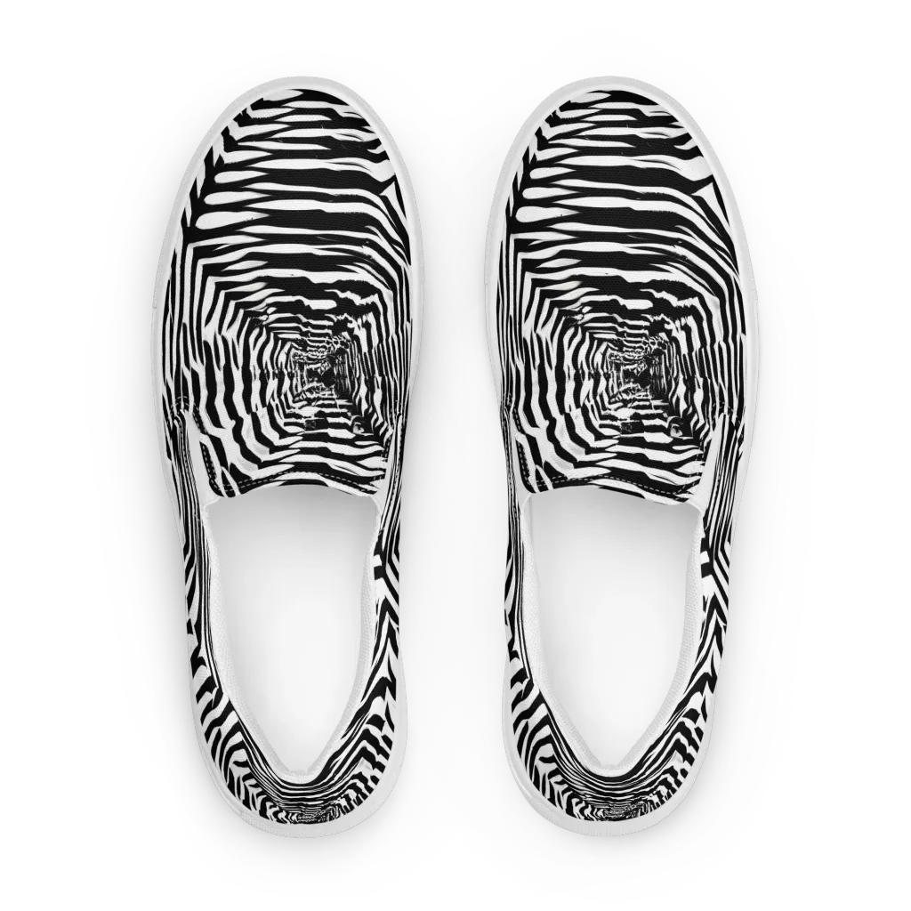 Shadowed Illusions on Men's Slip-On Canvas Shoes — Front