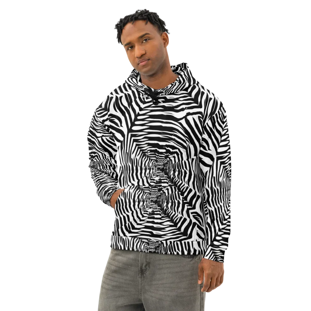 Shadowed Illusions on Cotton Hoodie — Left Front