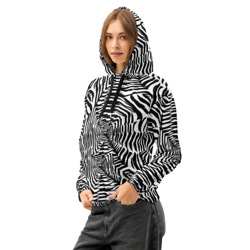 Shadowed Illusions on Cotton Hoodie — Left Front