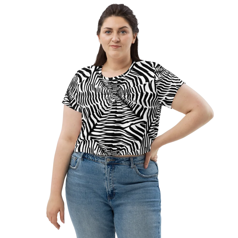 Shadowed Illusions on Crop Tee — Front