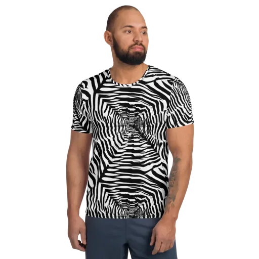 Shadowed Illusions on a Men's Athletic T-Shirt