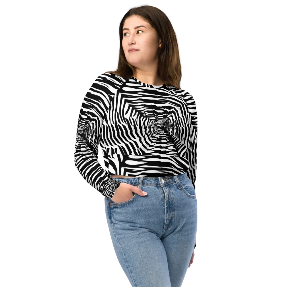 Shadowed Illusions on Long Sleeve Crop Top — Front