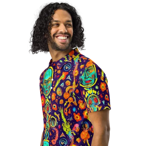 Celestial Quirk on a Men's Slim Fit Polo Shirt