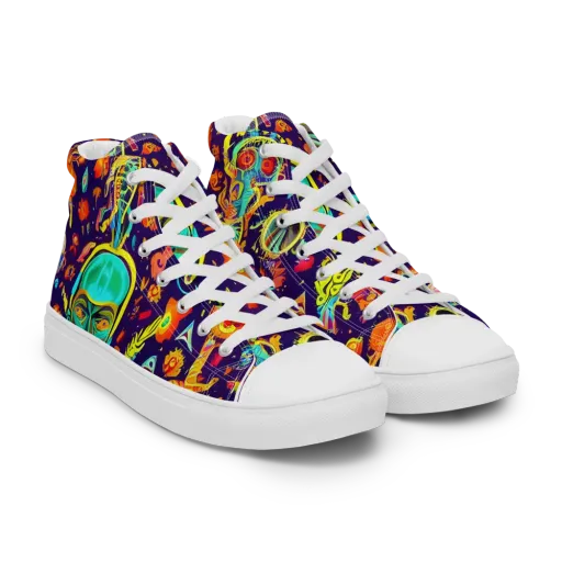 Celestial Quirk on a Men's High Top Canvas Shoes