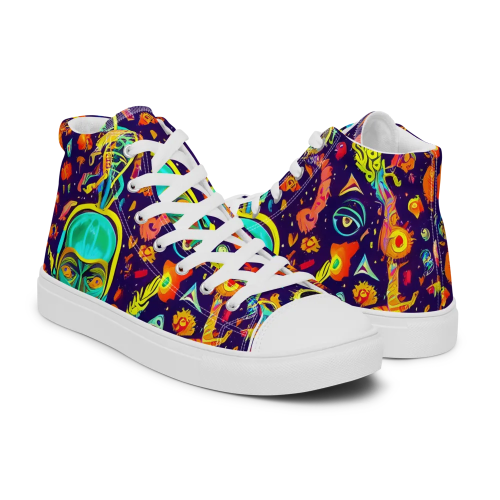 Celestial Quirk on Men's High Top Canvas Shoes — Right