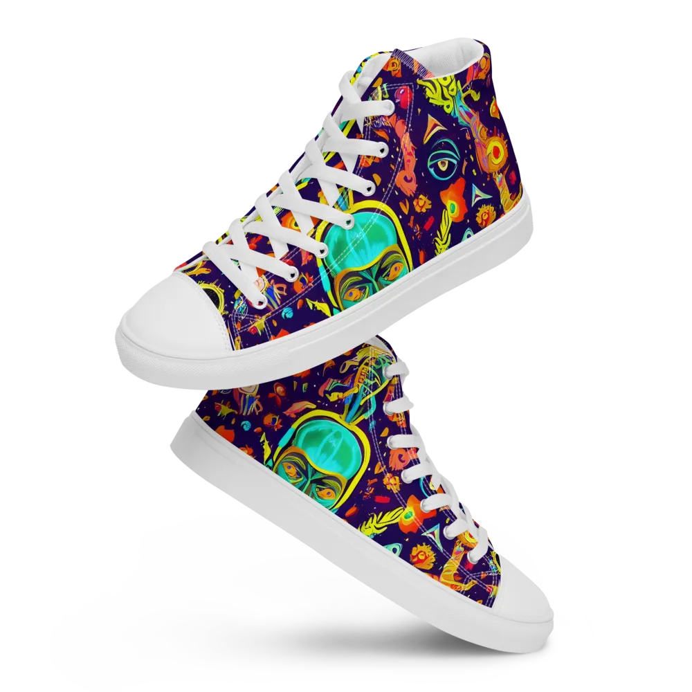 Celestial Quirk on Men's High Top Canvas Shoes — Front