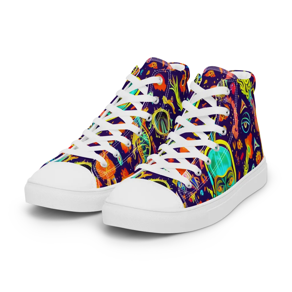 Celestial Quirk on Women's High Top Canvas Shoes — Left Front